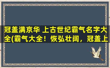 冠盖满京华 上古世纪霸气名字大全(霸气大全！恢弘壮阔，冠盖上古世纪的命名秘籍)